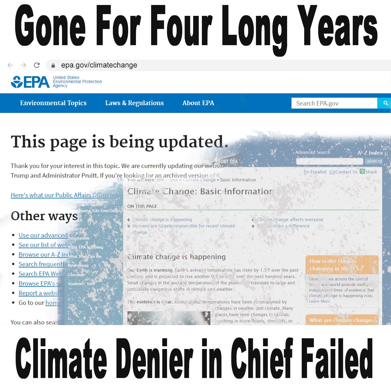 First Climate Report from EPA in Four Years: No Thanks to Denier in Chief trump