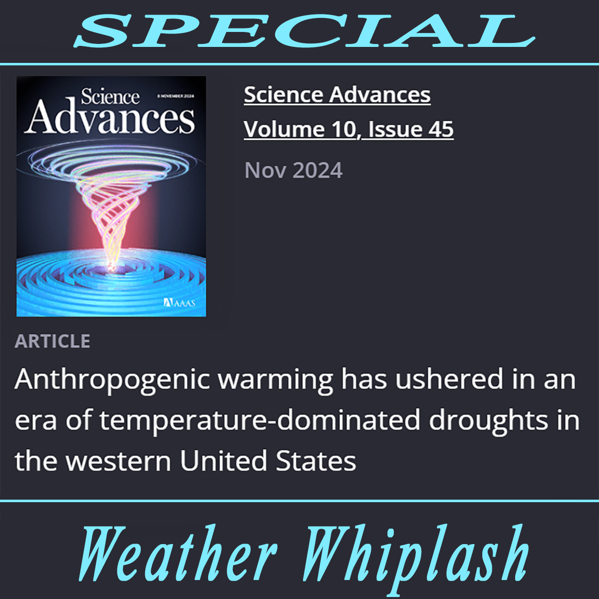 Weather Whiplash Defined by Peer Review Science